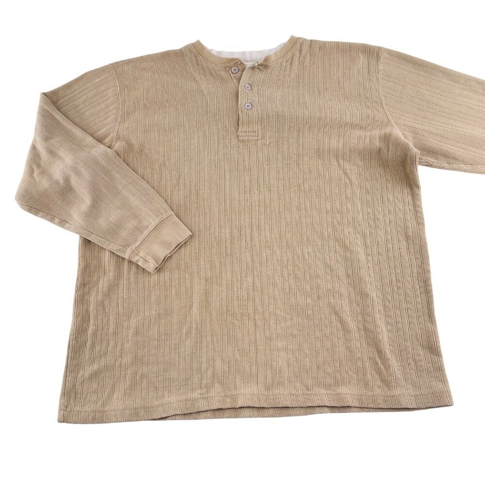 Rugged Trails‎ Adventure Beige Henley Shirt Mens XXL 100% Cotton